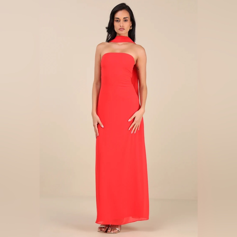 Elegant Red Strapless Dress
